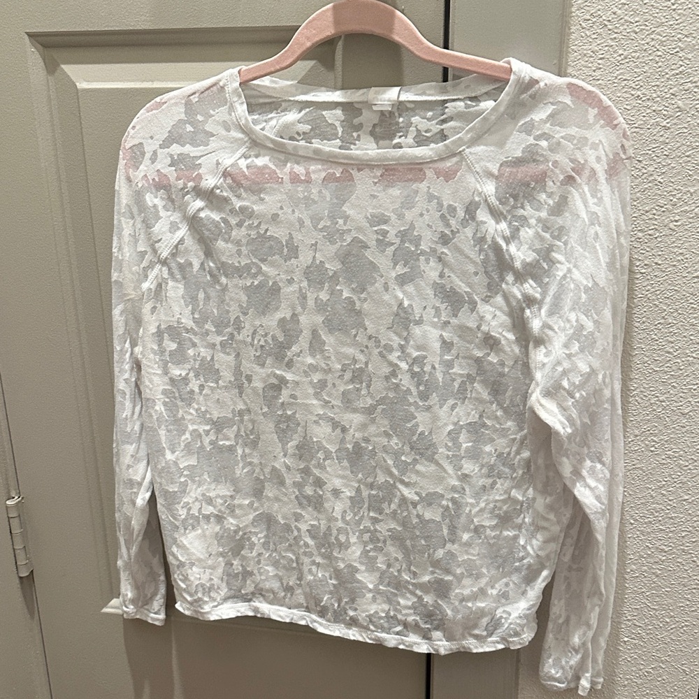 JoyLab White Sheer Long-Sleeve Top